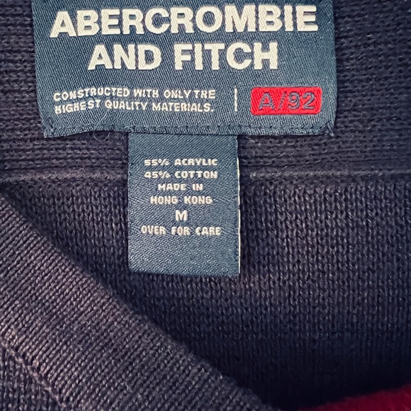 ABERCROMBIE & FITCH Men's Blue W/Stripes V-Neck Pullover Acrylic Sweater Medium - Picture 5 of 5